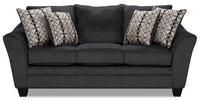 Sofa-lit double Febe de 85 po de format condo fabriqué au Canada en tissu de chenille avec accoudoirs évasés - gris anthracite