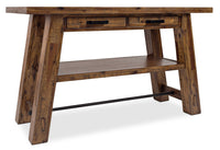 Table de salon rustique Galeveston de 50 po avec rangement et tablette - bois à grain de bois brun