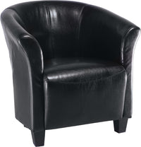 Fauteuil d’appoint Ethan de style gondole de 31 po en similicuir avec pattes en bois - noir