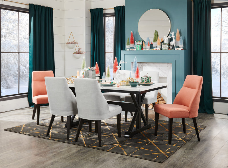 Chaise de salle à manger Gabi en tissu d’apparence lin - grise