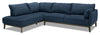 Sofa sectionnel de gauche Gena de Cindy Crawford Home 2 pièces en tissu d’apparence lin avec pattes en bois - bleu minuit