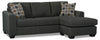 Sofa sectionnel réversible Nina 2 pièces fabriqué au Canada en tissu d’apparence lin avec coussins décoratifs - gris