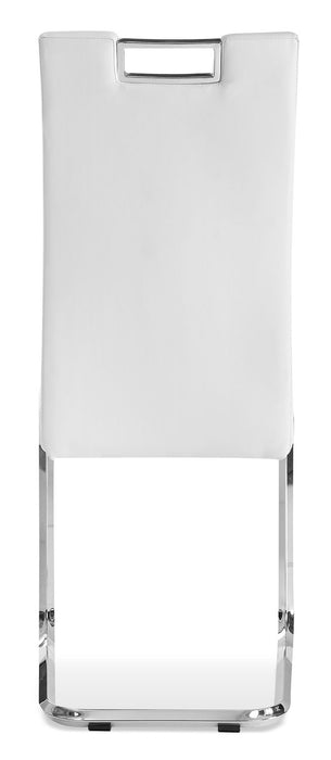 Chaise de salle à manger Tuxedo en tissu de cuir végétalien et en métal - blanche