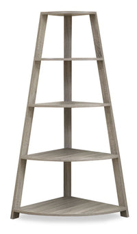 Bibliothèque en coin Ana de 24 po avec 4 tablettes ouvertes - taupe foncé