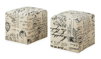 Ensemble 2 poufs Monarch pour enfants avec conception d'écritures rétro - taupe