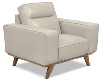 Fauteuil Kai en cuir véritable – argenté