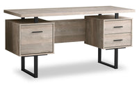 Bureau réversible Teagan de 60 po à 3 tiroirs - taupe