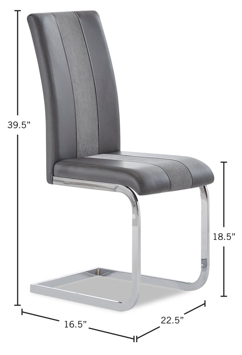 Chaise de salle à manger Jaye en tissu de cuir végétalien et en métal - grise