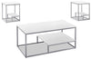 Ensemble 3 tables modernes Jules de 42,25 po (table à café et 2 tables de bout) avec tablette - blanc avec armature en métal gris