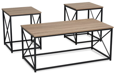 Kasey 3-Piece Coffee and Two End Tables Package - Dark Taupe