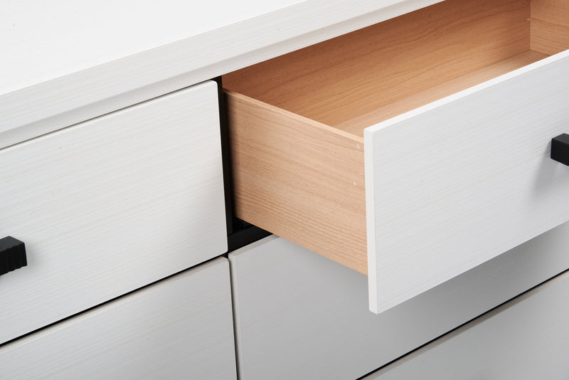 Ensemble de chambre à coucher Kate 5 pièces avec lit, commode et miroir, blanc - format grand lit