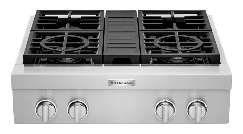 Surface de cuisson à gaz KitchenAid de 30 po à 4 éléments - acier inoxydable - KCGC500JSS