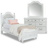 Ensemble de chambre à coucher Livy 5 pièces pour enfants avec lit à panneau, commode et miroir, blanc - format lit simple