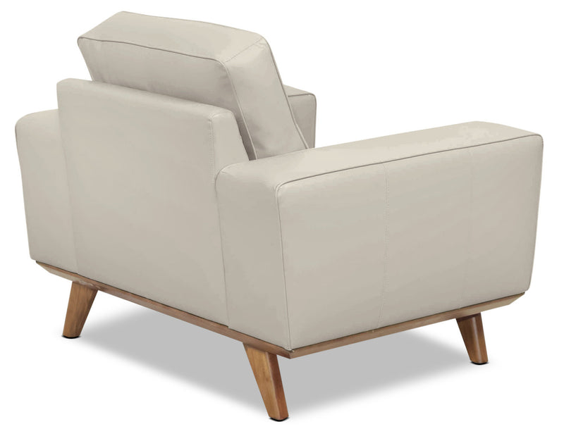 Fauteuil Kai en cuir véritable – argenté