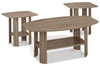 Ensemble 3 tables modernes Rosario de 36 po (table à café et 2 tables de bout) avec tablette - taupe foncée