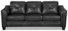 Sofa Andi de 84 po en tissu d’apparence cuir avec capitonnage - noir