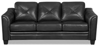 Sofa Andi de 84 po en tissu d’apparence cuir avec capitonnage - noir