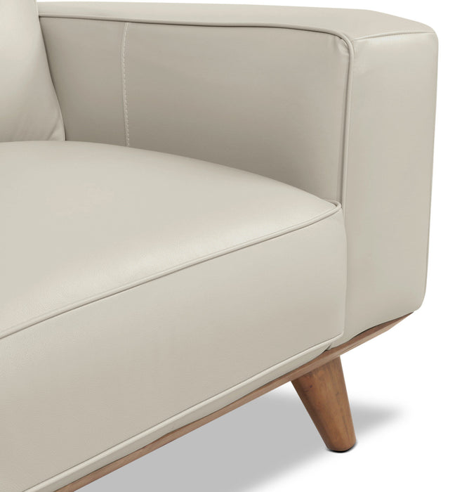 Fauteuil Kai en cuir véritable – argenté