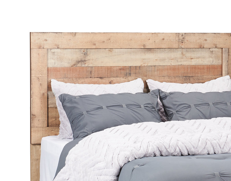 Ensemble de chambre à coucher Mojave 5 pièces rustique avec lit, commode et miroir, brun - format grand lit