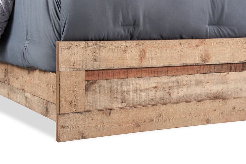 Ensemble de chambre à coucher Mojave 5 pièces rustique avec lit, commode et miroir, brun - format grand lit