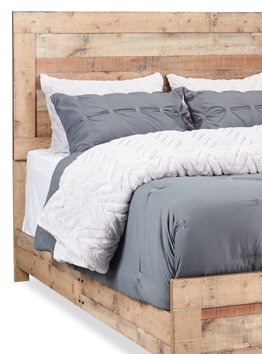 Ensemble de chambre à coucher Mojave 5 pièces rustique avec lit, commode et miroir, brun - format grand lit