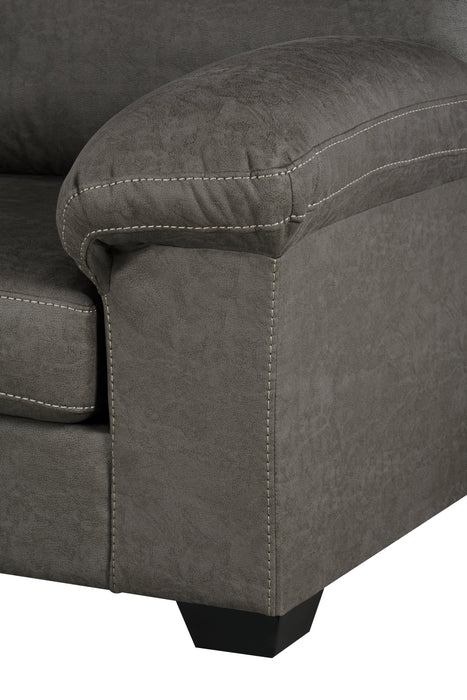 Sofa-lit sectionnel de gauche Morty 2 pièces fabriqué au Canada en tissu d’apparence cuir avec coussins décoratifs - gris