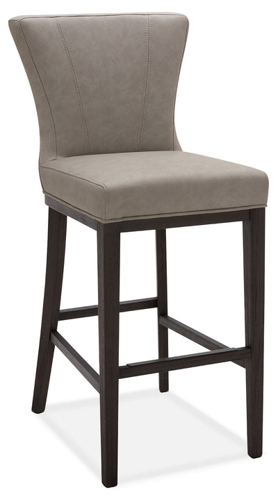 Quinn Bar Stool – Taupe - Contemporary style Bar Stool in Taupe Rubberwood and Bonded Leather