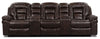 Sofa sectionnel inclinable Leo 5 pièces de style cinéma maison en similicuir avec consoles de rangement et porte-gobelets - brun noyer