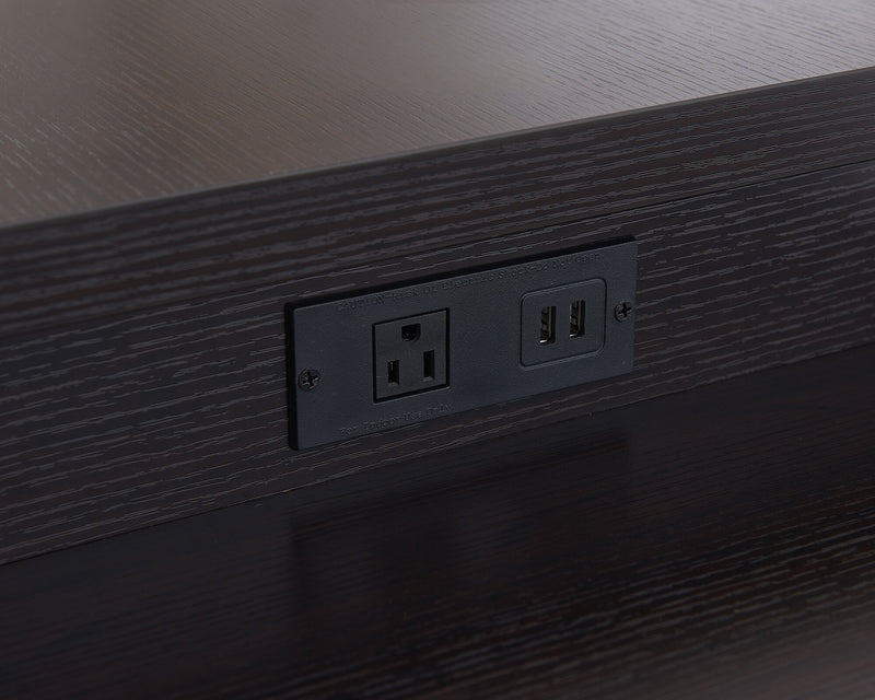 Bureau en coin réversible Owen de 55 po à 4 tiroirs et compartiments - espresso