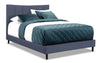 Lit plateforme rembourré Paseo en tissu bleu marine - format grand lit