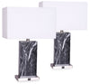 Ensemble 2 lampes de table Pearl de 24 po noire et marbre blanc avec recharge USB