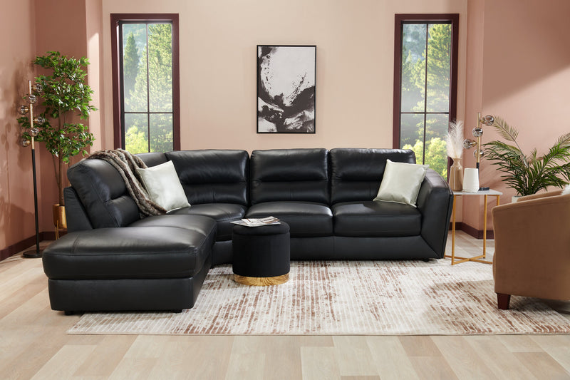 Pouf de rangement Phebe de 16,5 po avec base à bordures dorées - noir