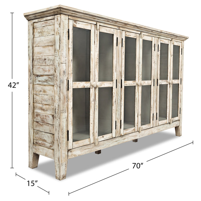 Grande armoire décorative Rocco de 70 po avec 6 portes - crème