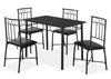 Ensemble de salle à manger Monarch 5 pièces en métal avec table de 40 po (L) et 4 chaises - noir