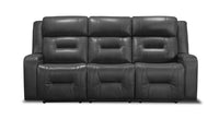 Sofa à inclinaison électrique Ryker de 82,5 po en tissu d’apparence cuir avec accoudoirs de rangement et ports USB - gris