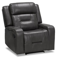 Fauteuil inclinable Ryker de 36,8 po en tissu d’apparence cuir avec accoudoirs de rangement - gris