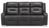 Sofa inclinable Ryker de 82,5 po d'apparence cuir avec accoudoirs de rangement - gris