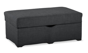 Pouf de rangement Sawyer de 40 po fabriqué au Canada en tissu d’apparence lin - gris anthracite