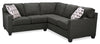 Sofa sectionnel Sawyer 2 pièces fabriqué au Canada en tissu d’apparence lin avec coussins réversibles - gris anthracite
