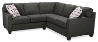 Sofa sectionnel Sawyer 2 pièces fabriqué au Canada en tissu d’apparence lin avec coussins réversibles - gris anthracite