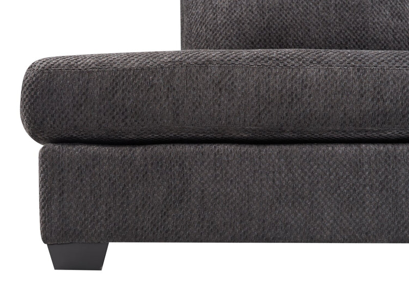 Sofa sectionnel de gauche Morty 2 pièces fabriqué au Canada en tissu de chenille avec coussins décoratifs - gris