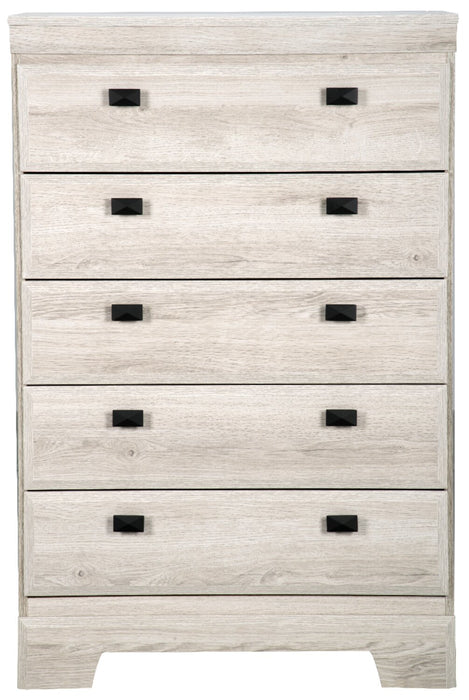 Commode verticale Yorkdale de 31,1 po (L) x 47,4 po (H) à 5 tiroirs pour la chambre à coucher, fabriquée au Canada - blanche
