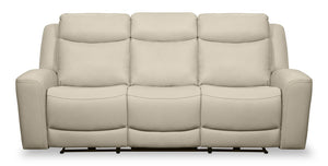 Sofa à inclinaison électrique Prescott de Scott Living de 88,5 po en cuir véritable avec appuie-têtes électriques - gris platine