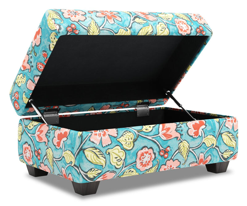Pouf de rangement personnalisable The Trunk de Sofa Lab de 39 po fabriqué au Canada en tissu - Malibu multicolore