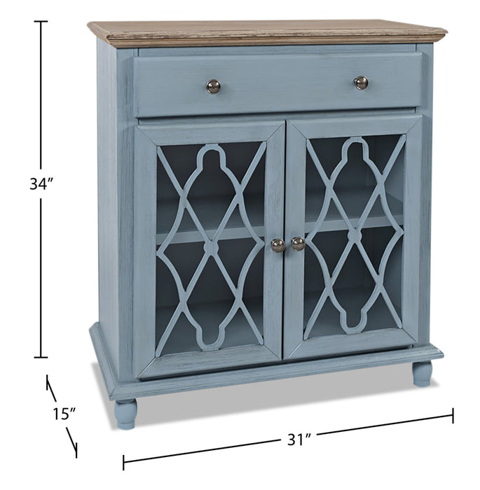 Armoire décorative Carmine de 31 po avec portes en verre - bleue