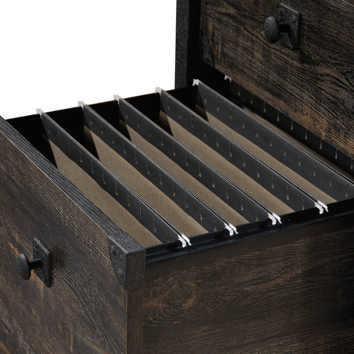 Bureau en forme de L Lewis de 59,84 po à 2 tiroirs - chêne carbone