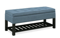 Banc de rangement Ryan de 43,5 po avec tablette inférieure - bleu
