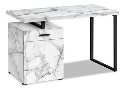 Remi Reversible Desk - White Marble-Look