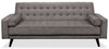 Futon Avery de 81,5 po en tissu d’apparence lin avec mécanisme Klik Klak, capitonnage et deux accoudoirs coussinés - gris