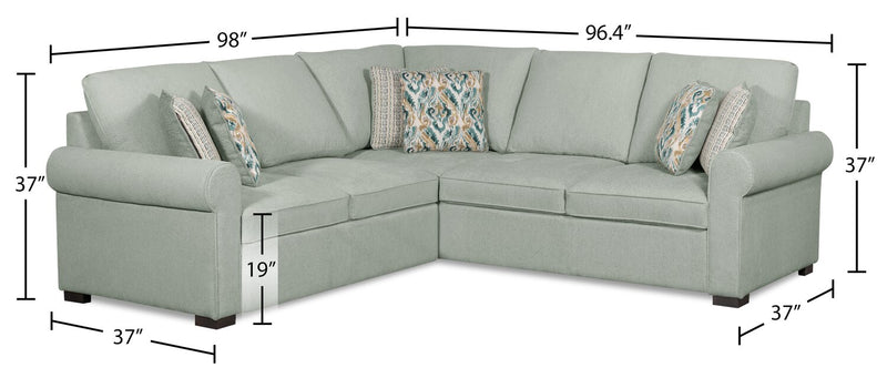 Sofa sectionnel de gauche Haven de Scott Living 2 pièces en tissu de chenille - bleu écume de mer
